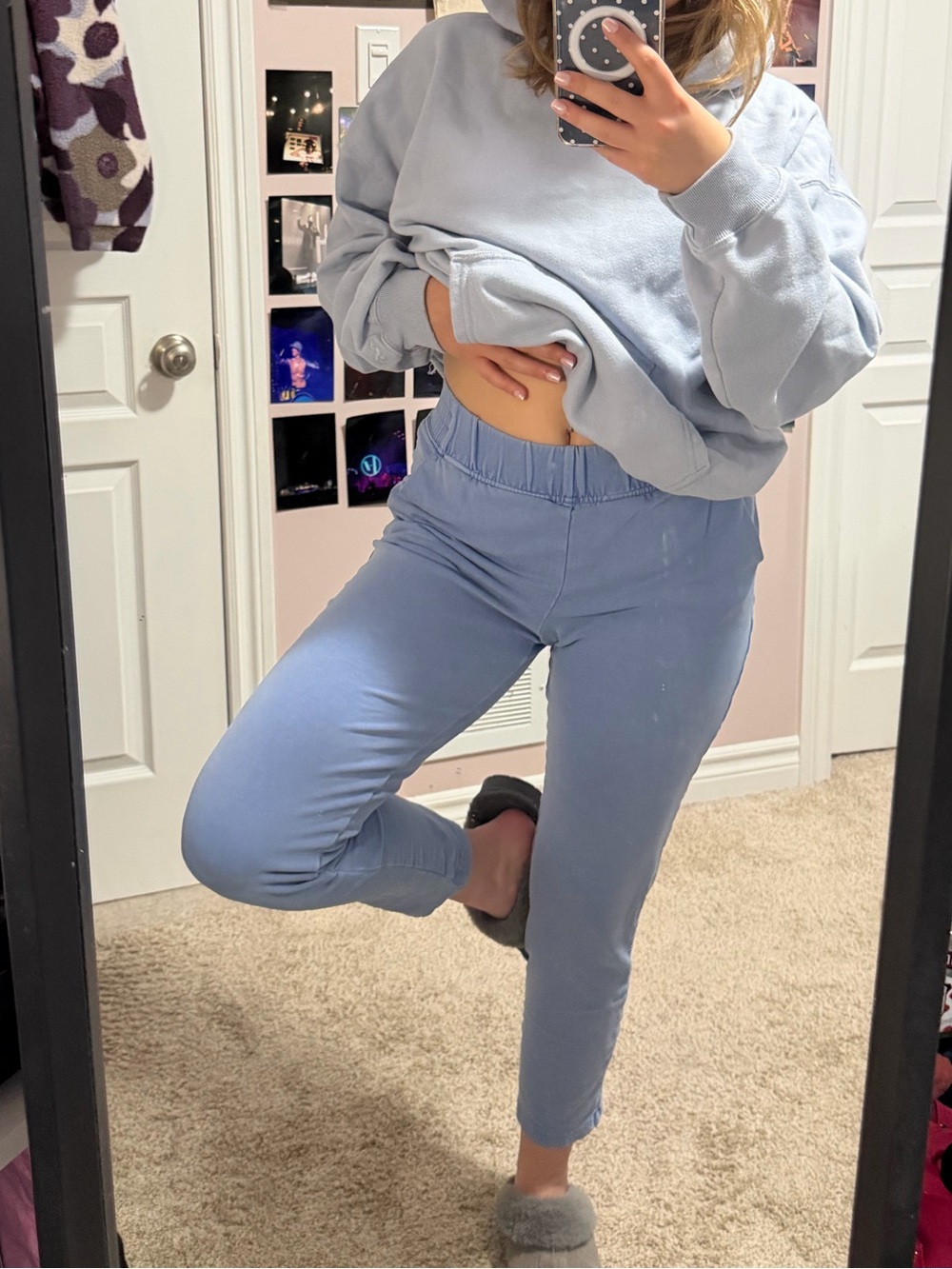 Babaton Light Blue Elastic-Waist Sweatpants